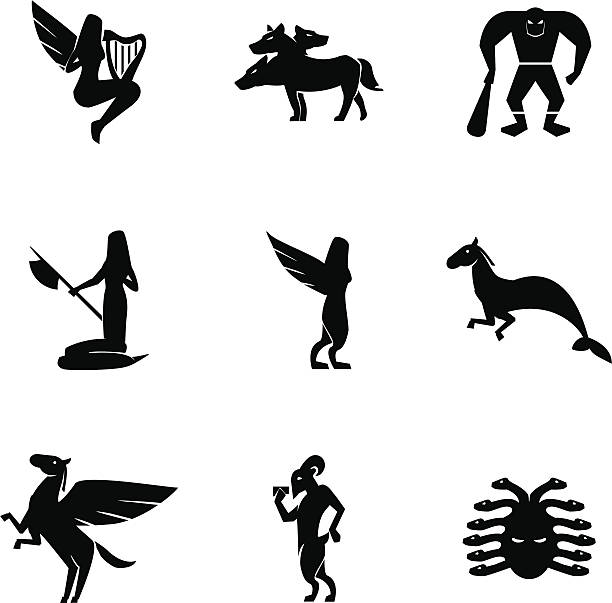 Mythical Creatures Icon Set Vector File of Mythical Creatures Icon Set cerberus mythical creature stock illustrations