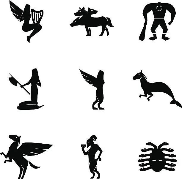 Vector illustration of Mythical Creatures Icon Set