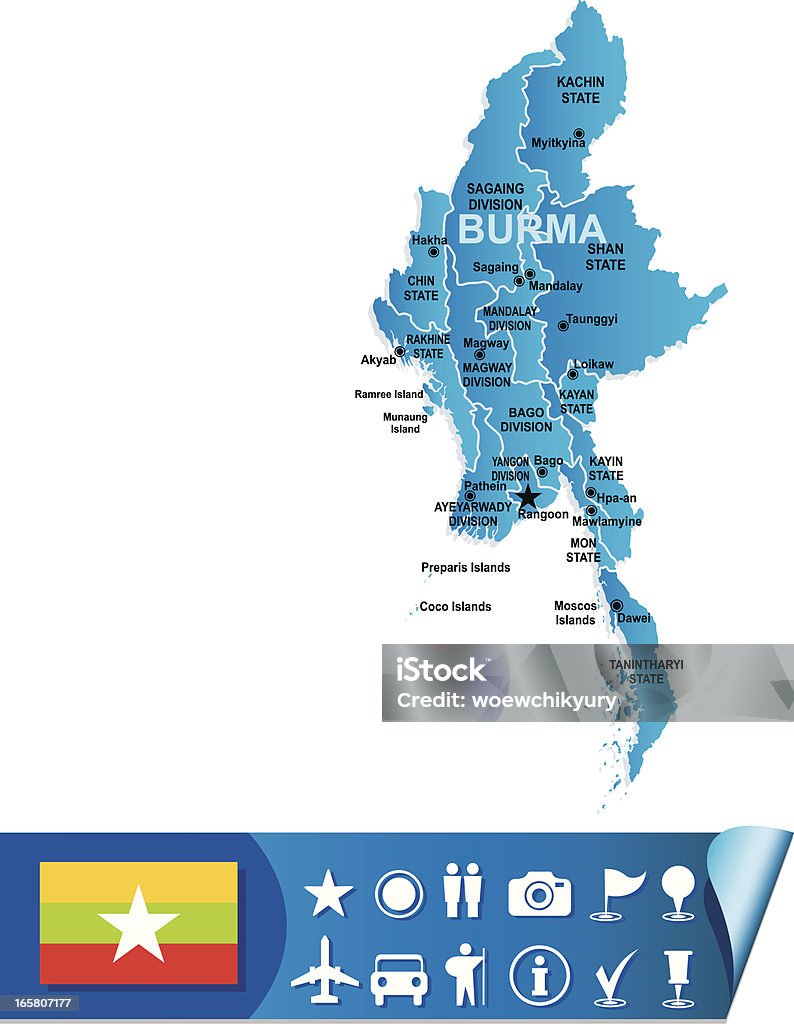 Бирма карта - Векторная графика Без людей роялти-фри