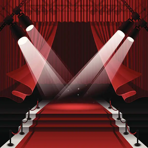 Vector illustration of Red Carpet Stage