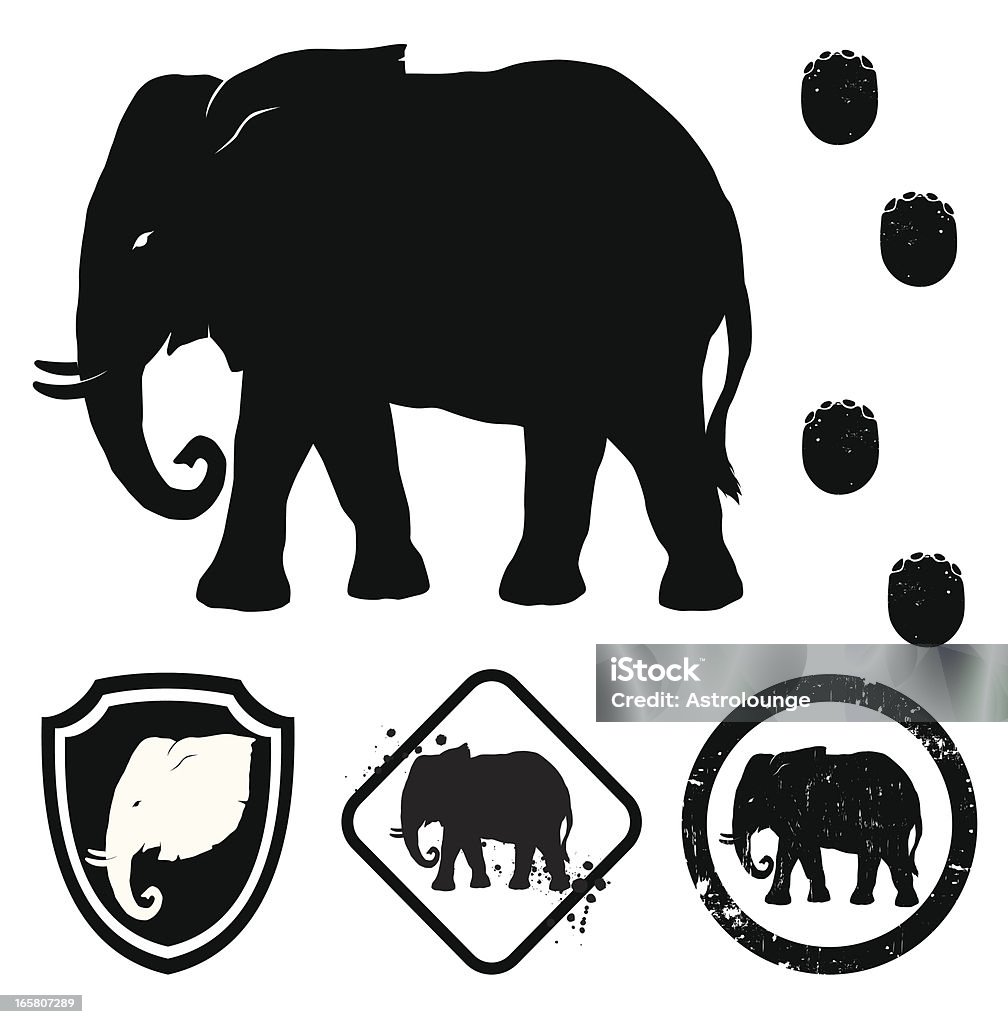 Elephant Elephant silohuette, tracks and logos... Elephant stock vector