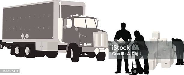 Ilustración de Boxesandmore y más Vectores Libres de Derechos de Camión de las mudanzas - Camión de las mudanzas, Silueta, Actividad