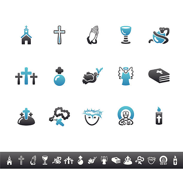 ilustraciones, imágenes clip art, dibujos animados e iconos de stock de el cristianismo iconos/azul gris - candle human hand candlelight symbols of peace