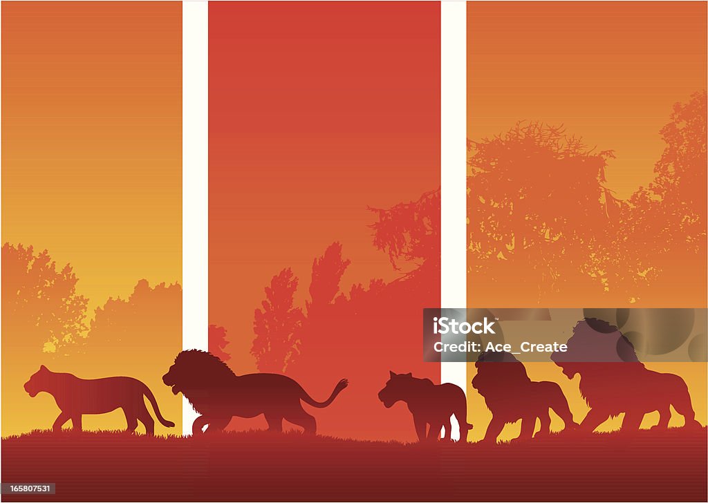 African pride de silhouette de safari Lions - clipart vectoriel de Afrique libre de droits