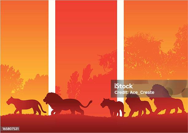 African Pride De Silhouette De Safari Lions Vecteurs libres de droits et plus d'images vectorielles de Afrique - Afrique, Pâturage, Animal femelle