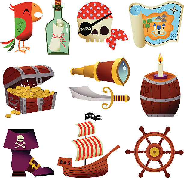 пиратский значки. - pirate corsair cartoon danger stock illustrations