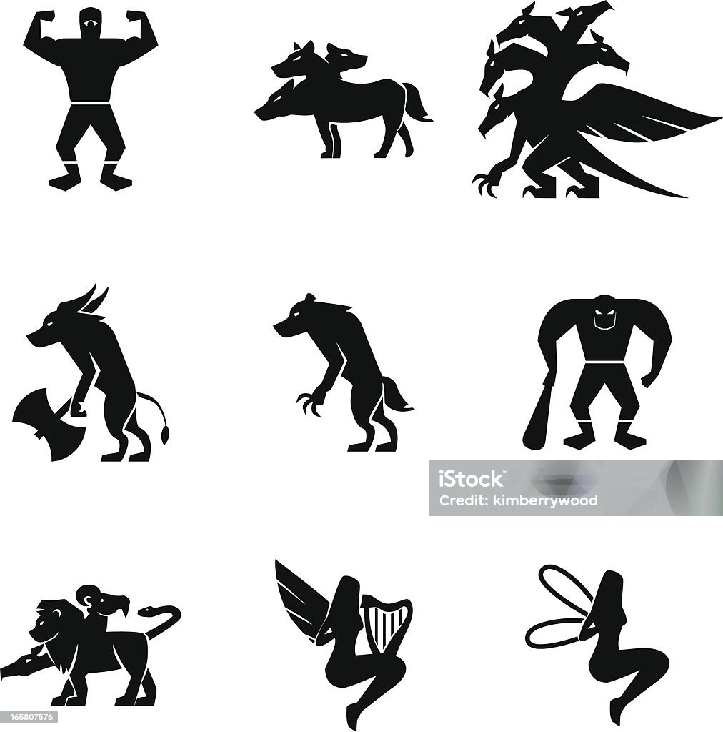 Mythische Wesen Icon-Set - Lizenzfrei Chimäre Vektorgrafik