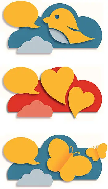Vector illustration of Paper cut social media icons