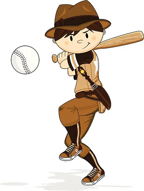Vector illustration of Cute Explorer Baseball Boy