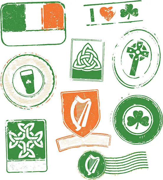 Vector illustration of Ireland Rubber Stamps
