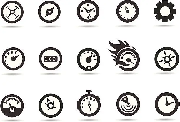 Vector illustration of Gauge and Speedometer Icons