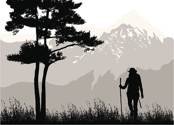 ilustraciones, imágenes clip art, dibujos animados e iconos de stock de northernhiking - focus on shadow outdoors women one person