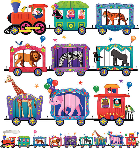 illustrazioni stock, clip art, cartoni animati e icone di tendenza di circo treno - circus animal