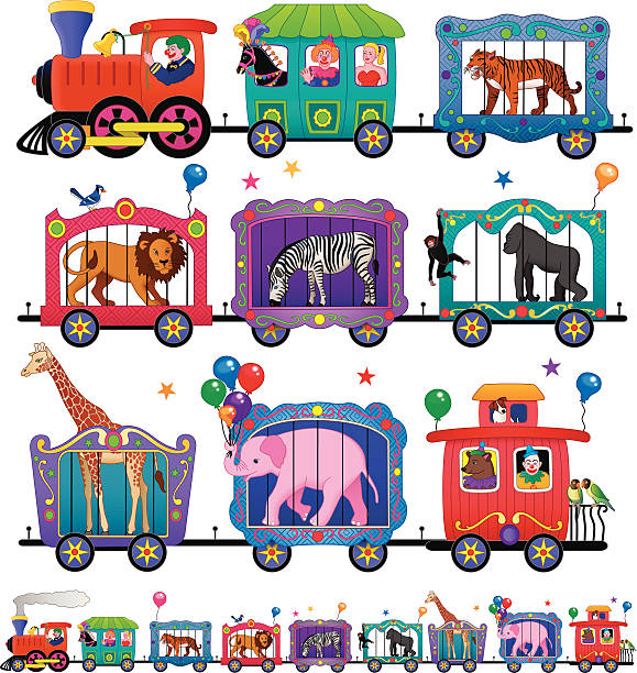 circus train vector art illustration