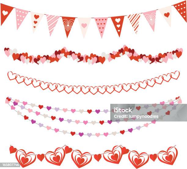 San Valentino Garlands - Immagini vettoriali stock e altre immagini di Simbolo di cuore - Simbolo di cuore, San Valentino - Festività pubblica, Cartolina di San Valentino