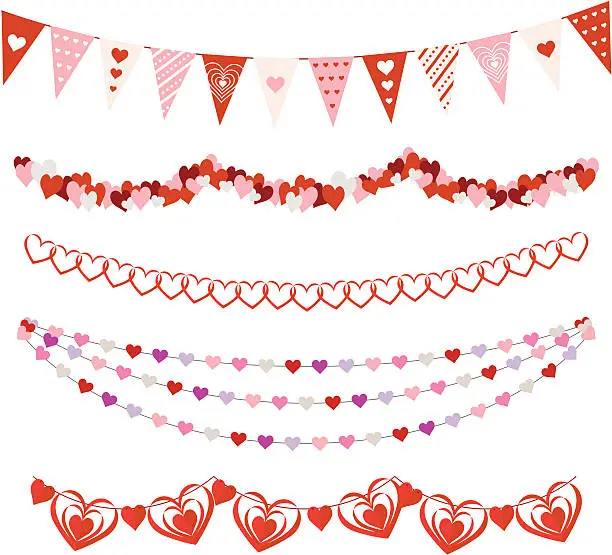 Vector illustration of Valentines Day Garlands