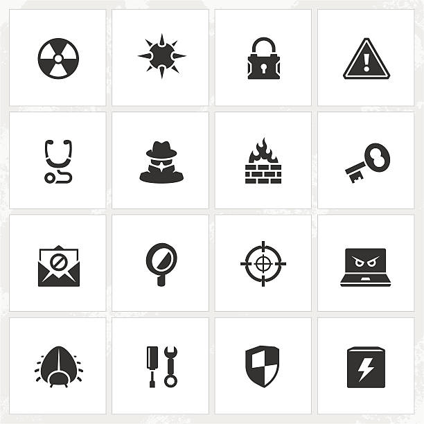 ilustraciones, imágenes clip art, dibujos animados e iconos de stock de antivirus y seguridad de iconos - computer bug computer magnifying glass computer software