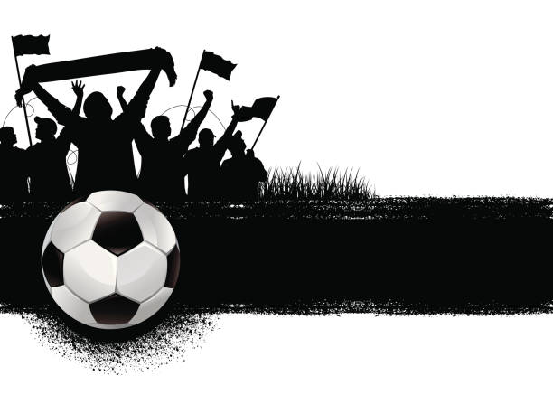 soccer background soccer background with ball,grunge and soccer fans basketball crowd stock illustrations