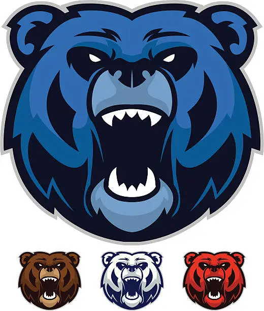 Vector illustration of Bear Mascot Heads