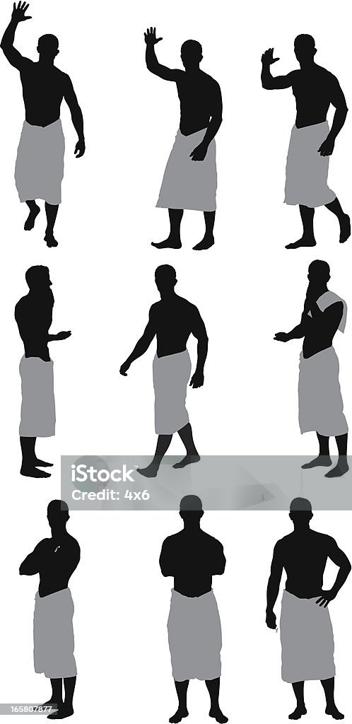 Poitrine de l'homme nu dans différentes poses - clipart vectoriel de Adulte libre de droits