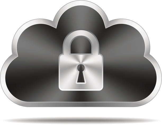 Cloud icon (padlock) vector art illustration