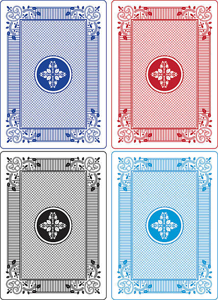 spielkarte rücken satz von vier verschiedenen farben - cards rear view vector pattern stock-grafiken, -clipart, -cartoons und -symbole