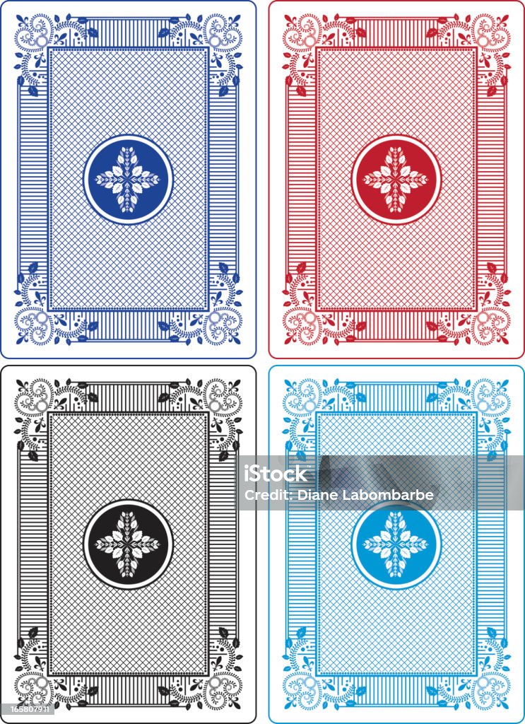 Carte à jouer arrière ensemble de quatre couleurs différentes - clipart vectoriel de Cartes à jouer libre de droits