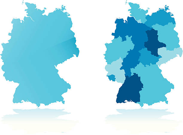 Germany map Vector of highly detailed map of Germany with administrative divisions - global colors for easy edit germany map regions stock illustrations