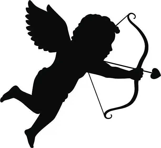 Vector illustration of Silhouette of Cupid