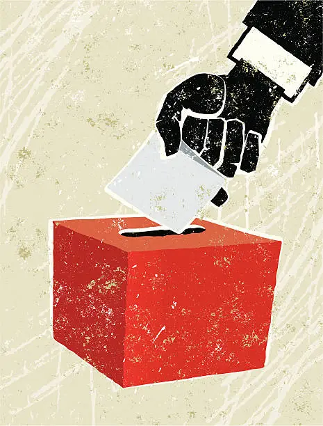 Vector illustration of Voting at the Ballot Box