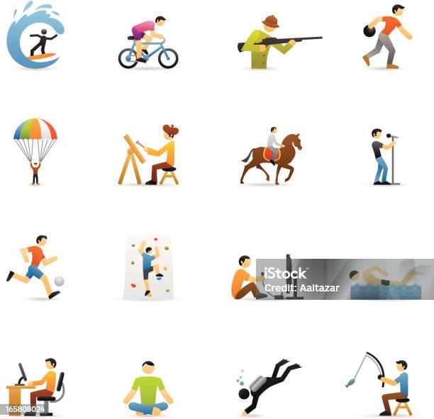 Color Icons Hobbies Stock Illustration - Download Image Now - Yoga, Cut Out, Cycling