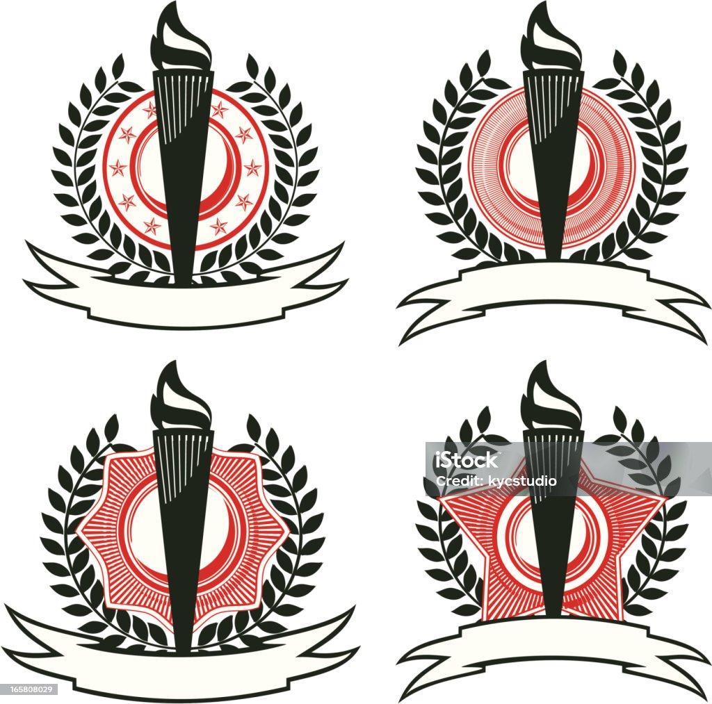 Zestaw Olympic torch emblem - Grafika wektorowa royalty-free (Międzynarodowe wydarzenie sportowe)