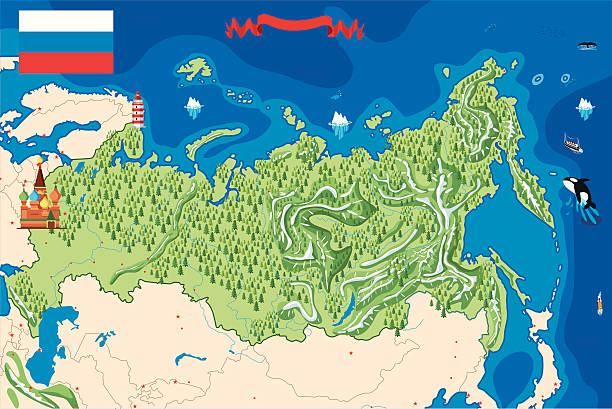 karte von russland - baikalsee stock-grafiken, -clipart, -cartoons und -symbole