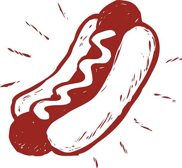 Vector illustration of sketchy hot dog