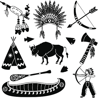 Vector icons with a Native American theme.