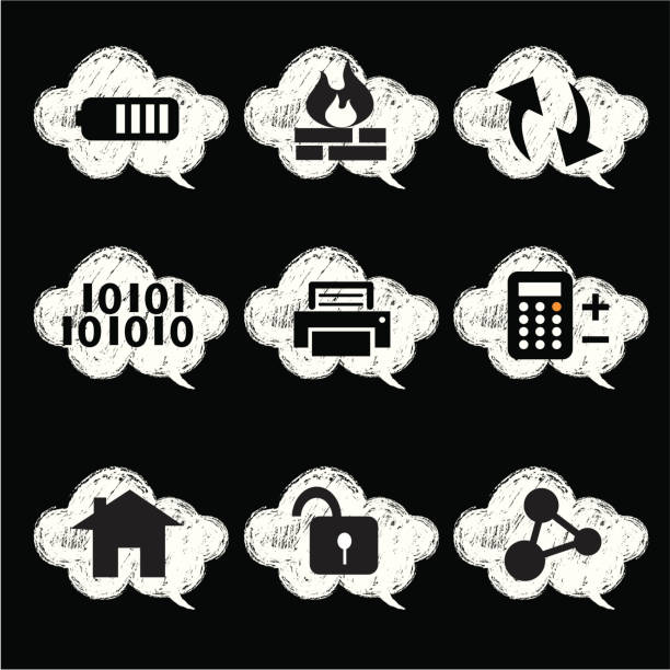 Cloud Computing Technology icon set vector art illustration