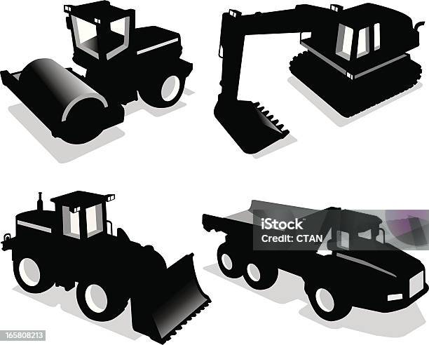Строительный Транспорт Набор — стоковая векторная графика и другие изображения на тему Паровой каток - Паровой каток, Иконка, Векторная графика