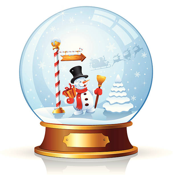 Snow Globe with Snowman Snow Globe with Snowman and North Pole Sign. High Resolution JPG,CS5 AI and Illustrator 0.8 EPS included. snow globe empty silhouette stock illustrations