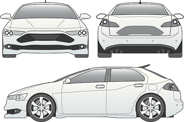 자동차모드 라인아트 - hatchback stock illustrations