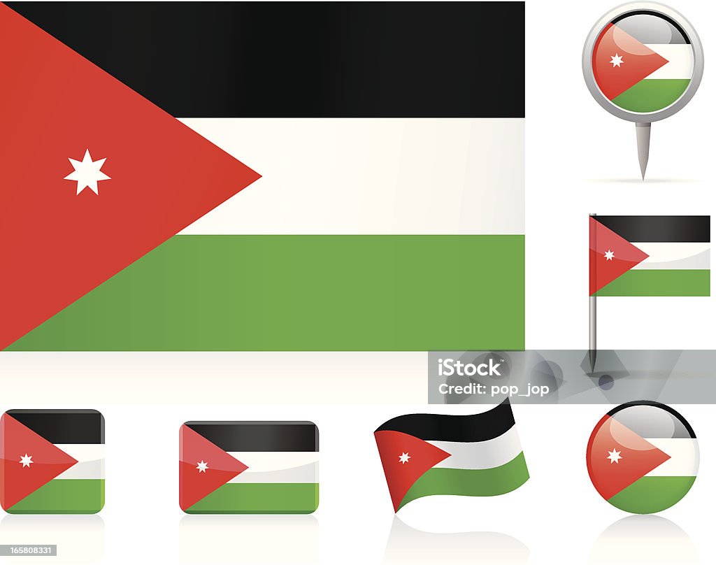 Flagi Jordan-Zestaw ikon - Grafika wektorowa royalty-free (Błyszczący)