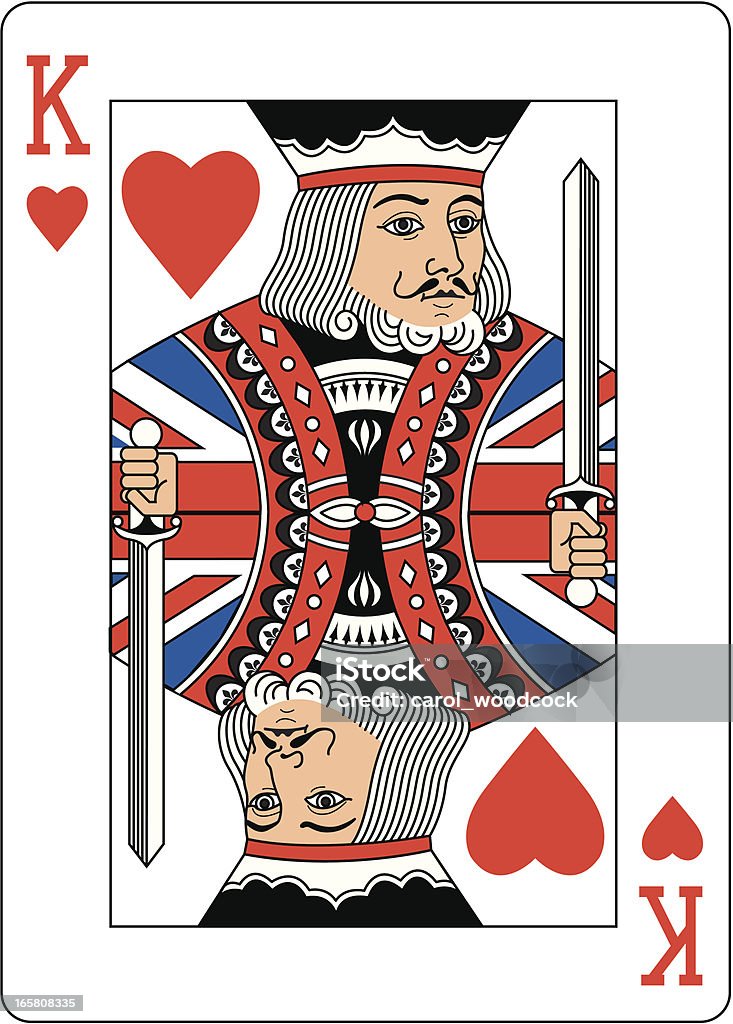 Union jack King of Hearts dois - Vetor de Carta de rei royalty-free