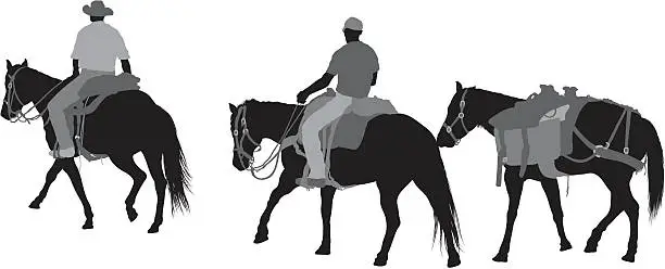 Vector illustration of Men riding horses