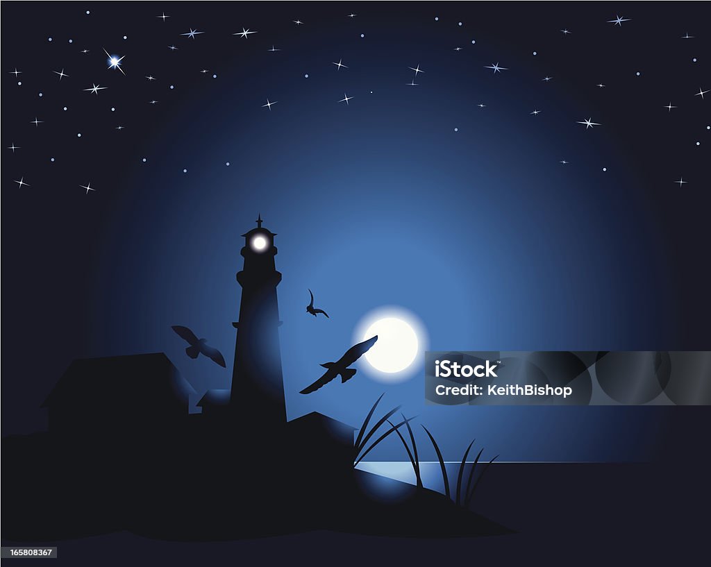 Lighthouse Background - Under the Moonlight Lighthouse Background. Moody silhouette illustration of a Lighthouse Under the Moonlight. Scale to any size. Check out my "Nautical & Beach" light box for more. In Silhouette stock vector