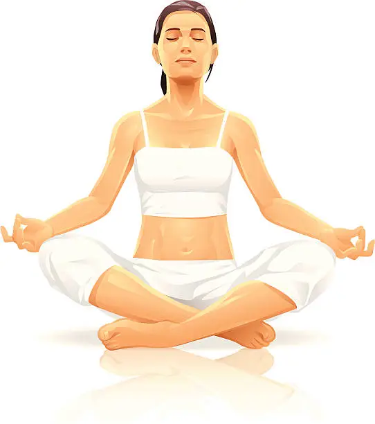 Vector illustration of Young Woman Meditating