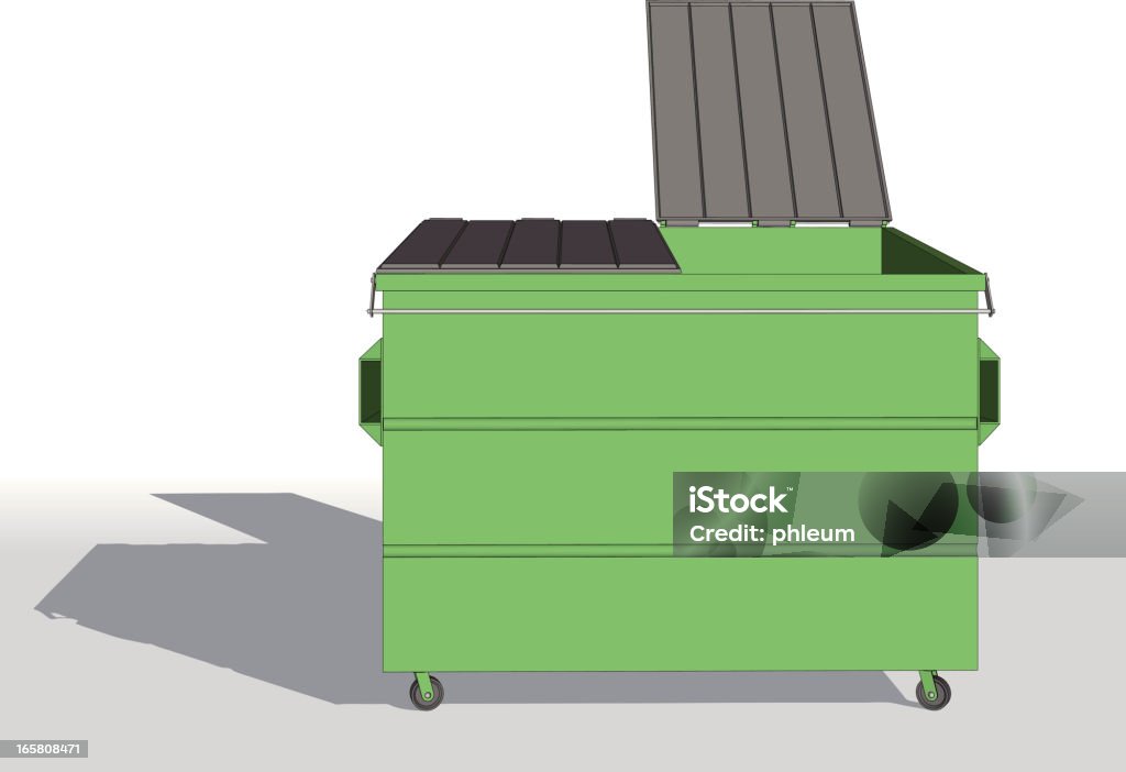 Зеленый dumpster - Векторная графика Промышленный чан для мусора роялти-фри