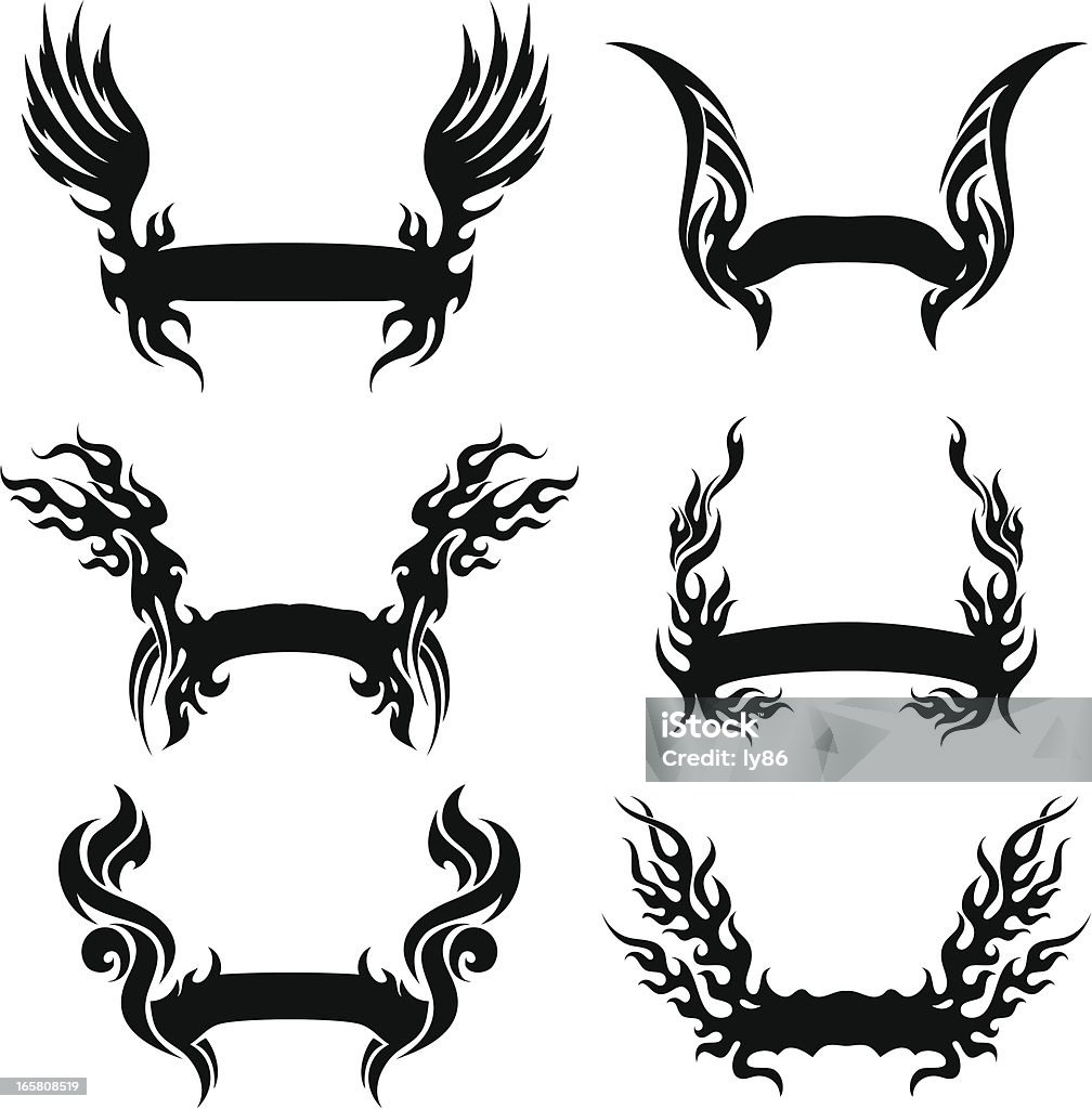 Tribal banners Set of 6 tribal banners. Tattoo stock vector