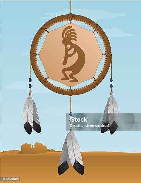 Native American Kokopelli Dream Catcher — стоковая векторная графика и другие изображения на тему Kokopelli - Kokopelli, Коренные народы Америки, Культура племён Северной Америки