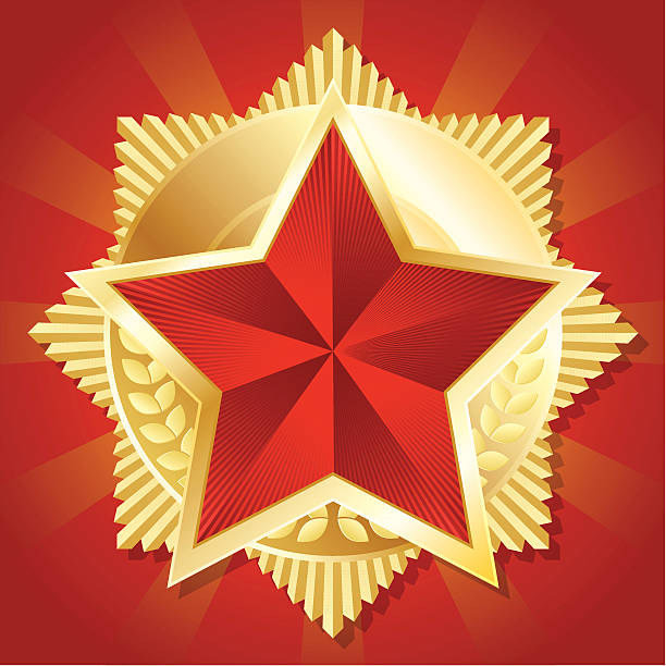 communist 거수 휘장 - red star stock illustrations