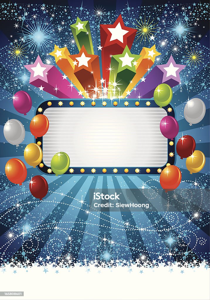 Vecteur étoiles et ballons colorés qui ornent bannière - clipart vectoriel de Ballon de baudruche libre de droits