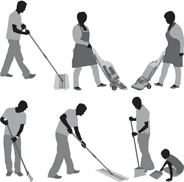 Vector illustration of People cleaning the floor